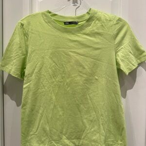 ZARA Green Cotton Crewneck T-Shirt | Size S NWT